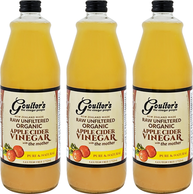 goulter's Vinegar 紐西蘭有機蘋果醋 未過濾, 750ml, 3瓶