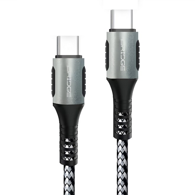 iBRIDGE PD 100W 5A Type-C to Type-C充電傳輸線, 黑色 + 灰色, 150cm, 1條