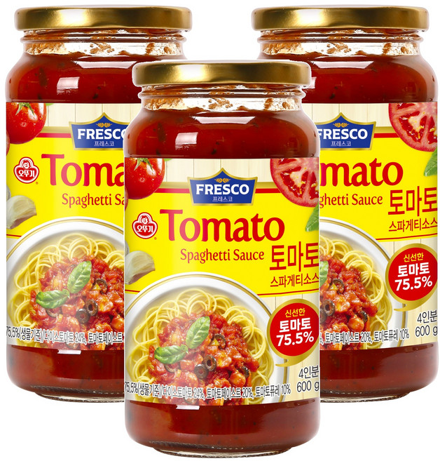 오뚜기프레스코 토마토 스파게티소스, 600g, 3개