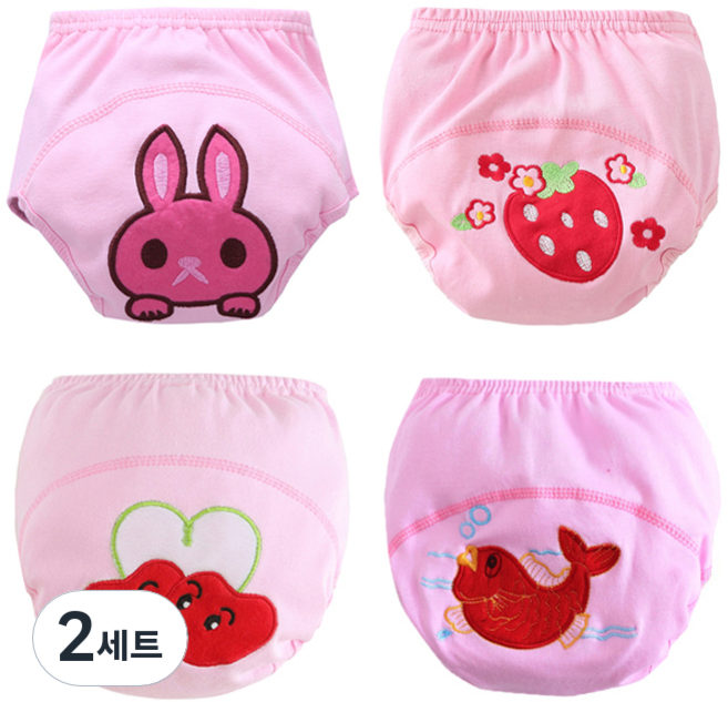 엠케이 여아용 앙증 조이멀티 순면 배변훈련팬티 4종세트, 랜덤 발송, 2세트