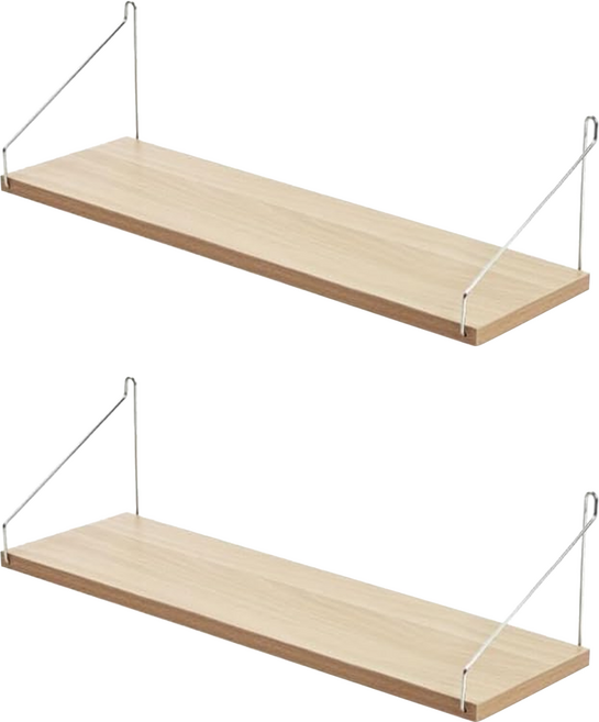 品屋 墻上置物架 60 x 15cm, 原木色, 2個