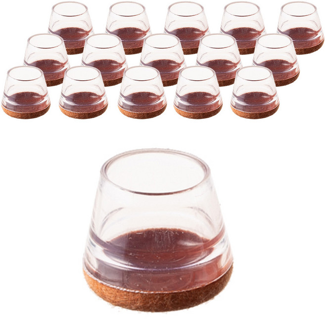 코멧 홈 미끄럼방지 투명 의자발 커버, 브라운, 16개