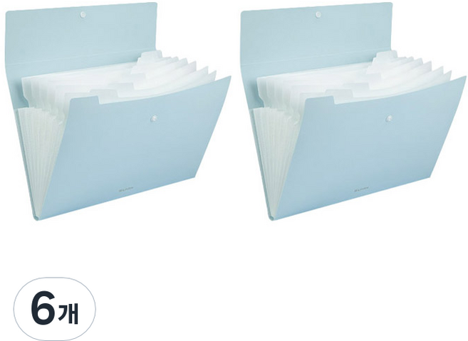 델리 인덱스 파일백 8분류 아코디언 화일, 파스텔블루, 6개