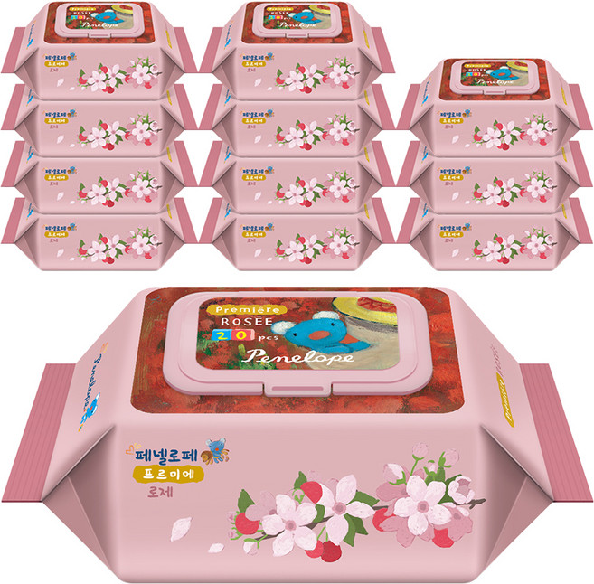 페넬로페 프르미에 로제 아기물티슈 휴대캡형, 65g, 20매, 12개
