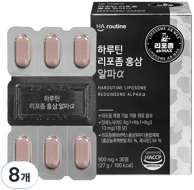 하루틴 리포좀 홍삼 캡슐 알파 27g, 8개, 30정