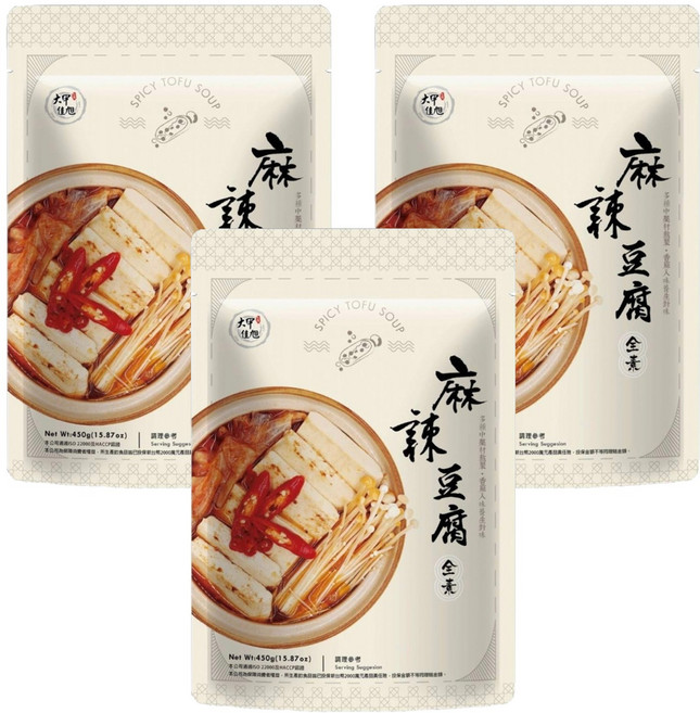 大甲佳旭 麻辣豆腐 全素, 450g, 3包