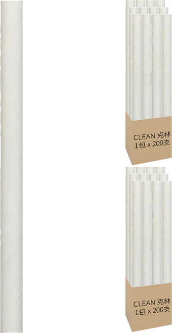 CLEAN 克林 營業用白色環保紙吸管 平口紙包 8mm, 200支, 2包