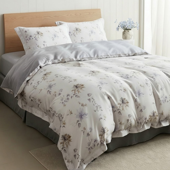 40支 100%純天絲 TENCEL 35公分 雙人床包兩用被四件組 床包188 x 152cm + 兩用被套212 x 182cm + 枕套 72 x 45cm 春華嫣然