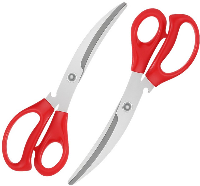 인글로우 다용도 스텐 주방 가위 고기 커팅 가위, 2개, 레드