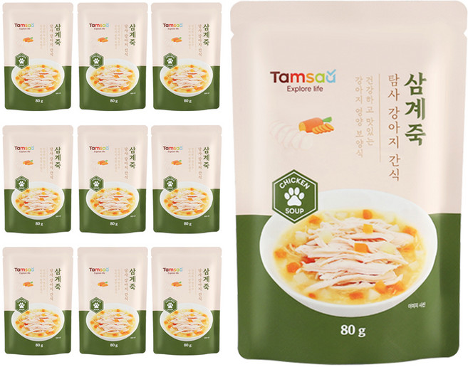 탐사 강아지 보양간식, 삼계죽, 80g, 10개