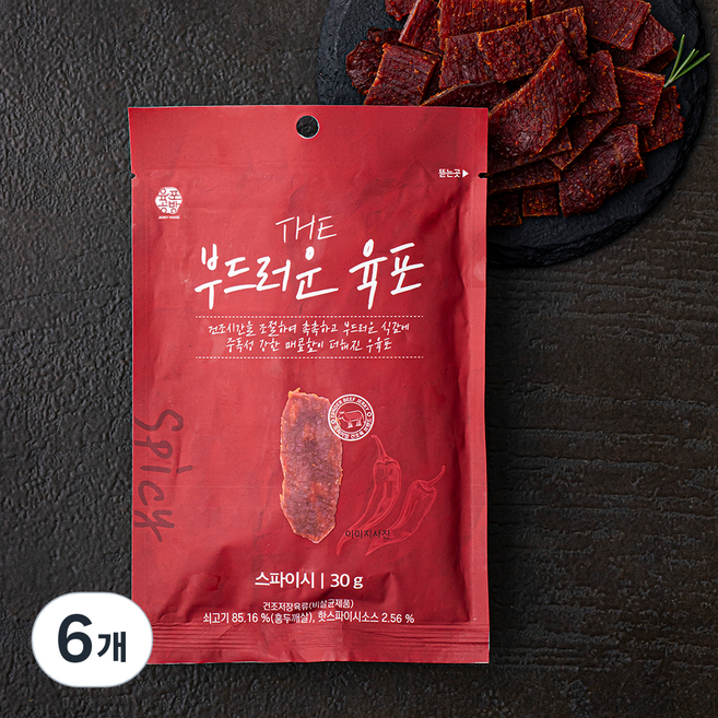 육포공방 THE 부드러운 육포 스파이시, 30g, 6개
