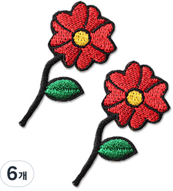 Button King 東大門鈕扣王 熱接著式刺繡臂章, 6個, 一朵花