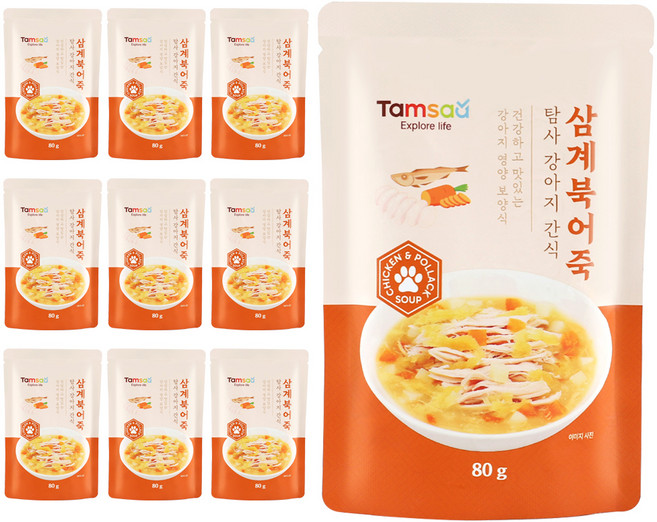 탐사 강아지 보양간식, 삼계북어죽, 80g, 10개