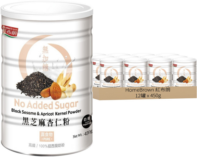 HomeBrown 紅布朗 黑芝麻杏仁粉, 450g, 12罐