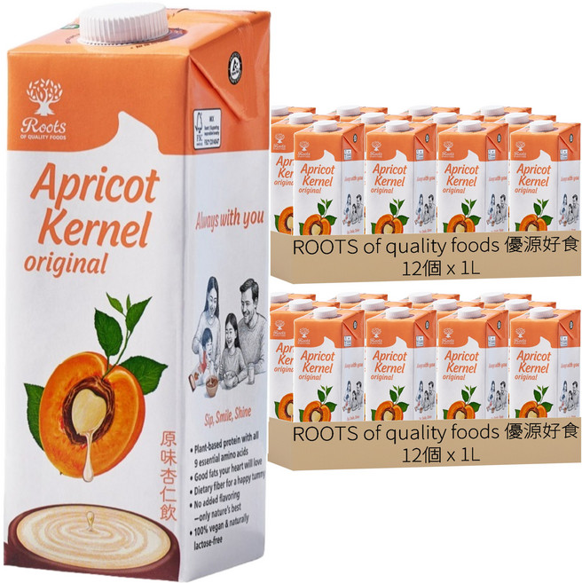 ROOTS of quality foods 優源好食 原味杏仁飲, 24個, 1L