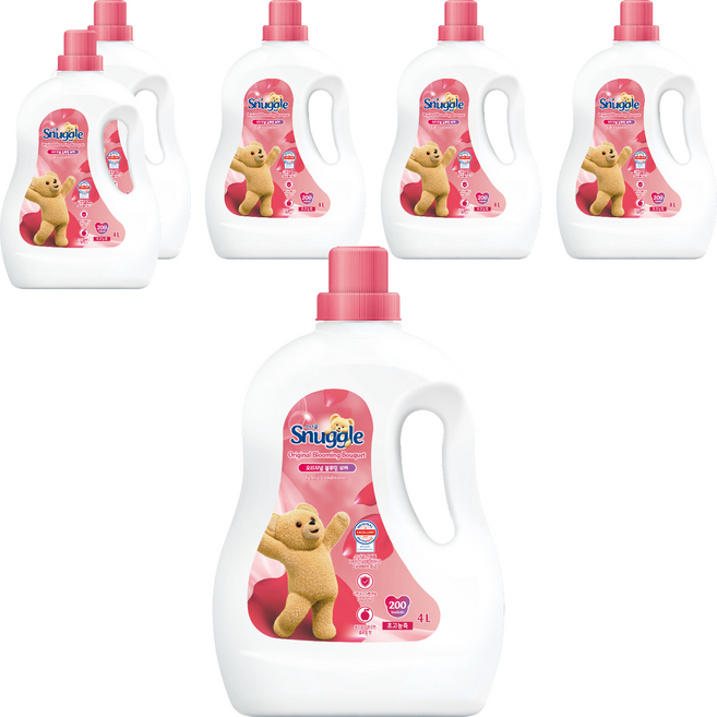 스너글 초고농축 섬유유연제 블루밍 부케 본품, 4L, 6개