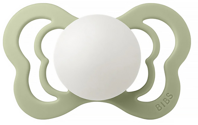 BIBS Couture 拇指型矽膠奶嘴, 0~6個月, 灰綠夜光款, 1個