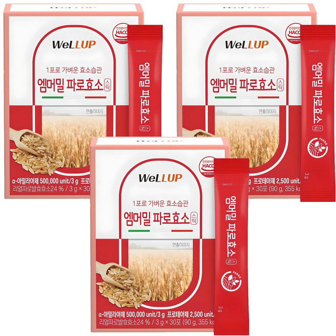 웰업 로엘 엠머밀 파로효소 30p, 90g, 3개