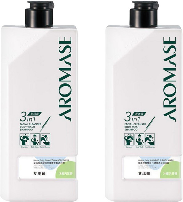 AROMASE 艾瑪絲 草本胺基酸每日健康洗髮沐浴露 沐癒天竺葵, 2個, 520ml