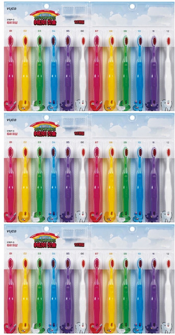 뷰카 마일드 더블 초미세모 스텝3 어린이 칫솔, 혼합색상, 12개입, 3세트