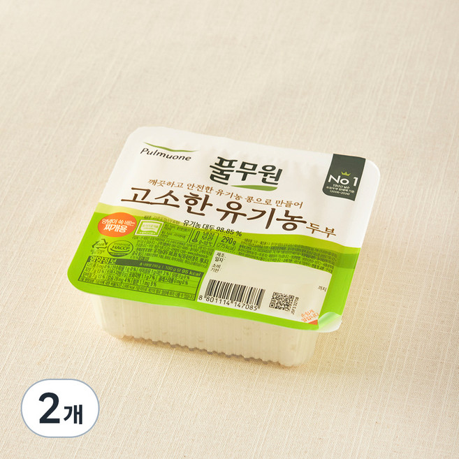 풀무원 고소한 유기농 두부 찌개용, 290g, 2개