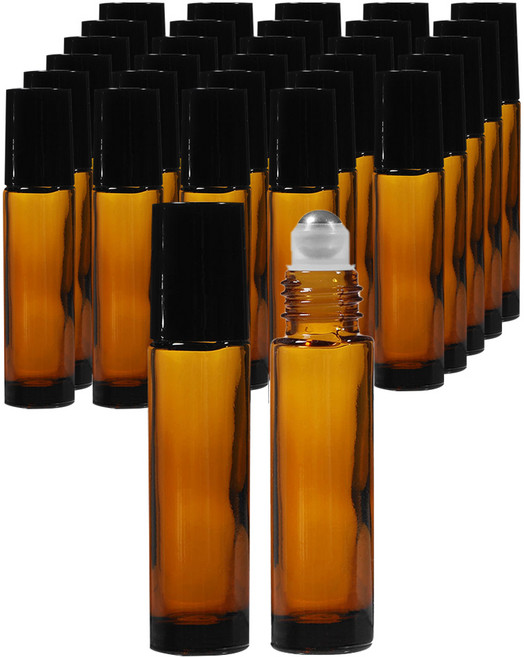 롤온 향수 공병 10ml, 블랙(캡) + 브라운(용기), 80개