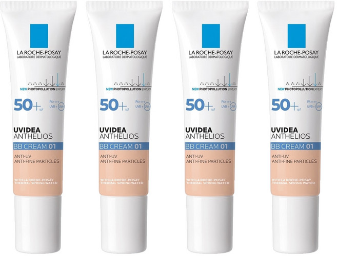 LA ROCHE POSAY 理膚寶水 台灣公司貨 全護清爽防曬BB霜 SPF50+ PA++++, 01 自然色, 30ml, 4條