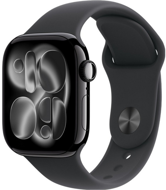 Apple 2025 Apple Watch S11 曜石黑色鋁金屬 + M/L黑色運動型錶帶, 42mm, 黑色, GPS
