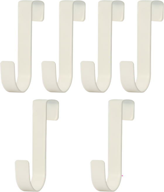 씨제이이 다용도 무타공 옷장 문걸이 스테인리스 고급형 후크 도어행거, 화이트, 6개