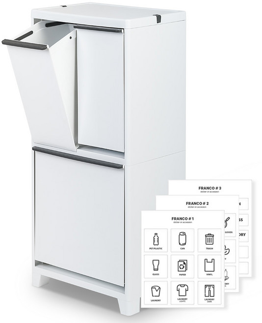 프랑코홈 스탠드 분리수거함 2단, 화이트