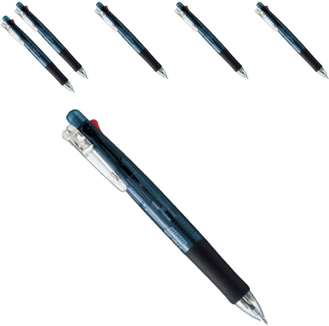 Clip-on Multi 4色 B4SA1 原子筆 0.7mm + 自動鉛筆 0.5mm, 黑色, 6個