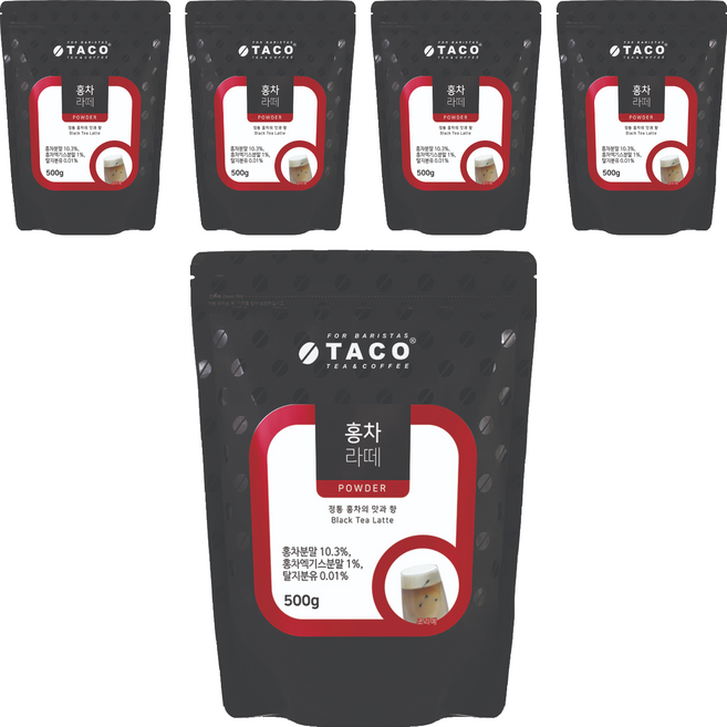 타코 홍차라떼 파우더 파우치, 500g, 1개입, 5개