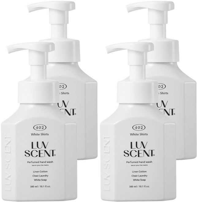 럽센트 핸드워시 화이트셔츠 린넨코튼향, 300ml, 4개