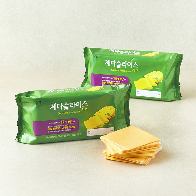 남양유업 드빈치 체다 슬라이스 치즈, 18g, 50개입, 2개