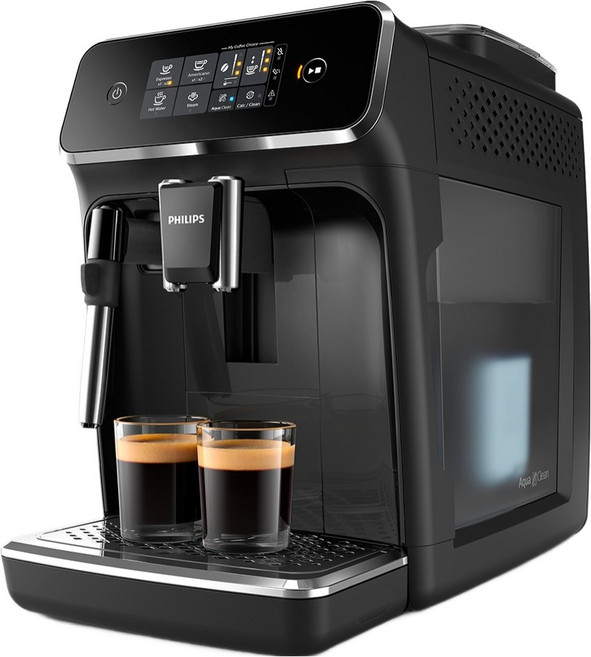 필립스 2200 시리즈 전자동 밀크 스팀봉 에스프레소 커피머신, EP2225/09, 글로시 블랙