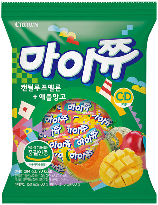 마이쮸 캔털루프멜론 + 애플망고 캔디, 284g, 1개
