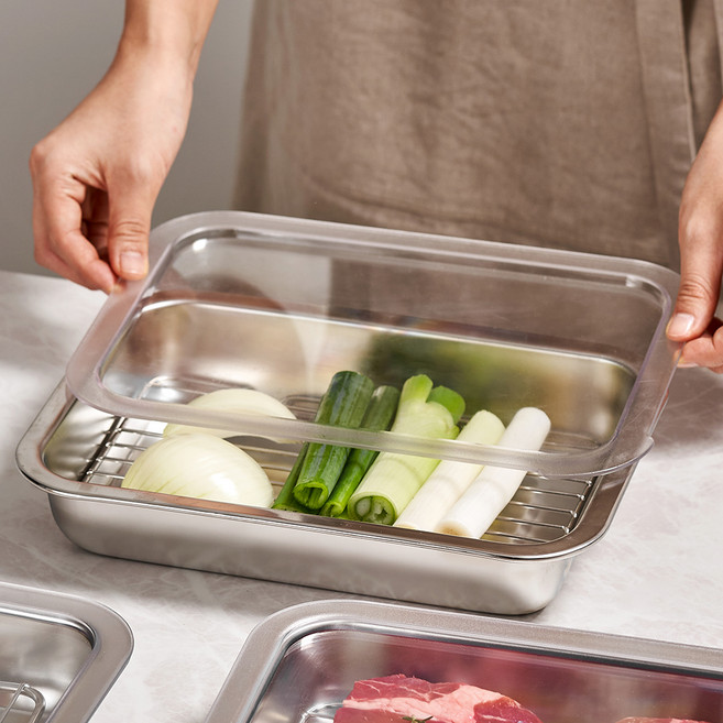 바겐슈타이거 연마제 없는 스텐 사각트레이세트 PC커버 No.01, 트레이 + 스텐 밧드 + 스텐 랙, 1세트