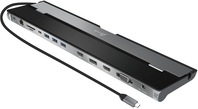 j5create 凱捷國際 USB3.1 Type-C 13合1充電傳輸3螢幕顯示多功能集線器 JCD543, 黑色, 1個