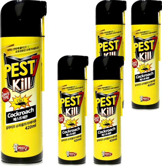 페스트세븐 홈라이프 슈퍼울트라 에어졸 바퀴벌레 살충제, 420ml, 5개
