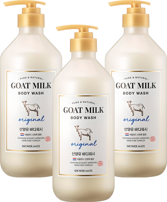 샤워메이트 산양유 바디워시 오리지널, 800ml, 3개