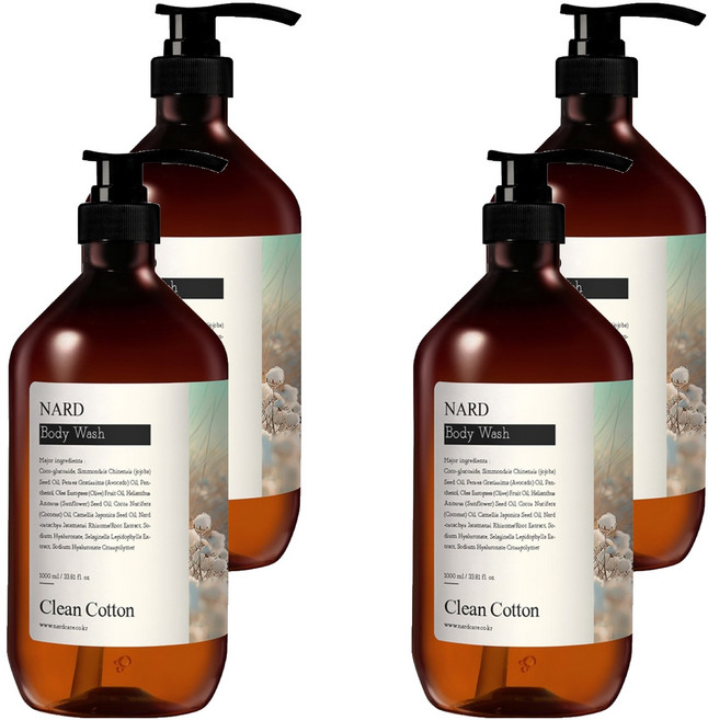 나드 리프레쉬 퍼퓸드 바디워시 클린코튼, 1L, 4개