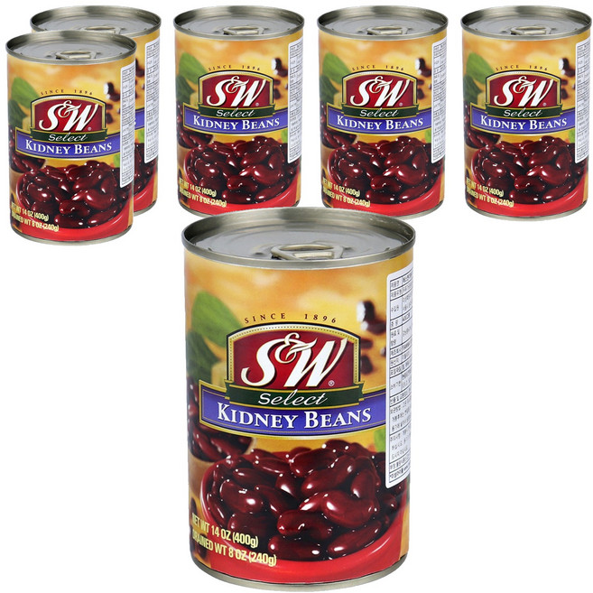 에스앤더블유 키드니빈스 통조림, 400g, 6개