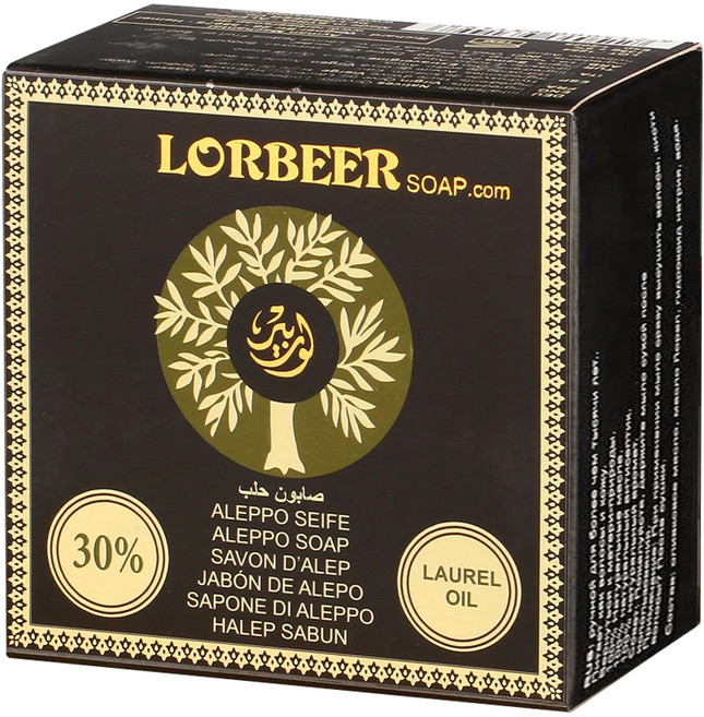 LORBEER 洛貝爾 敘利亞洛貝爾阿勒坡 窖藏手工淨膚洗髮古皂30%月桂油, 135g, 1個