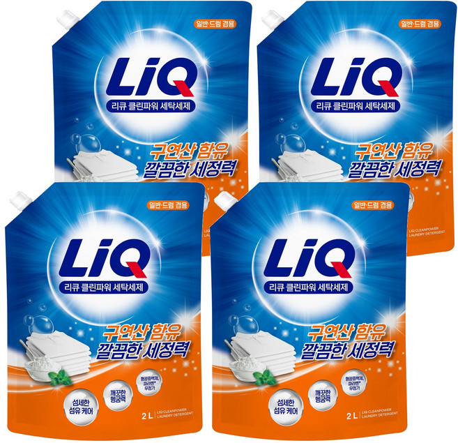 리큐 클린파워 액상세제 리필, 2L, 4개