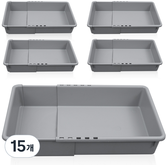 올유리빙 길이조절 바스켓, 그레이, 3호, 15개