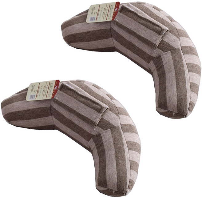 조이멀티 차량용 안전벨트 줄무늬 쿠션 목베개, 브라운, 2개