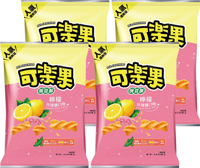 可樂果 豌豆酥 檸檬玫瑰鹽口味, 188g, 4包
