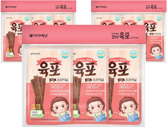아이배냇 꼬마 육포 오리지널 35g x 3p, 돈육맛, 105g, 3개