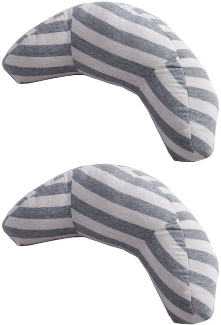 조이멀티 차량용 안전벨트 줄무늬 쿠션 베개, 진그레이, 2개