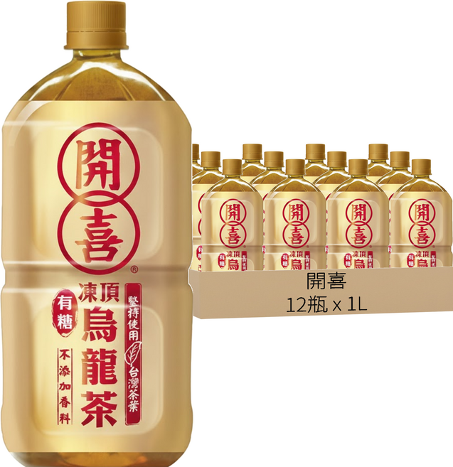 開喜 凍頂烏龍茶 有糖, 1L, 12瓶